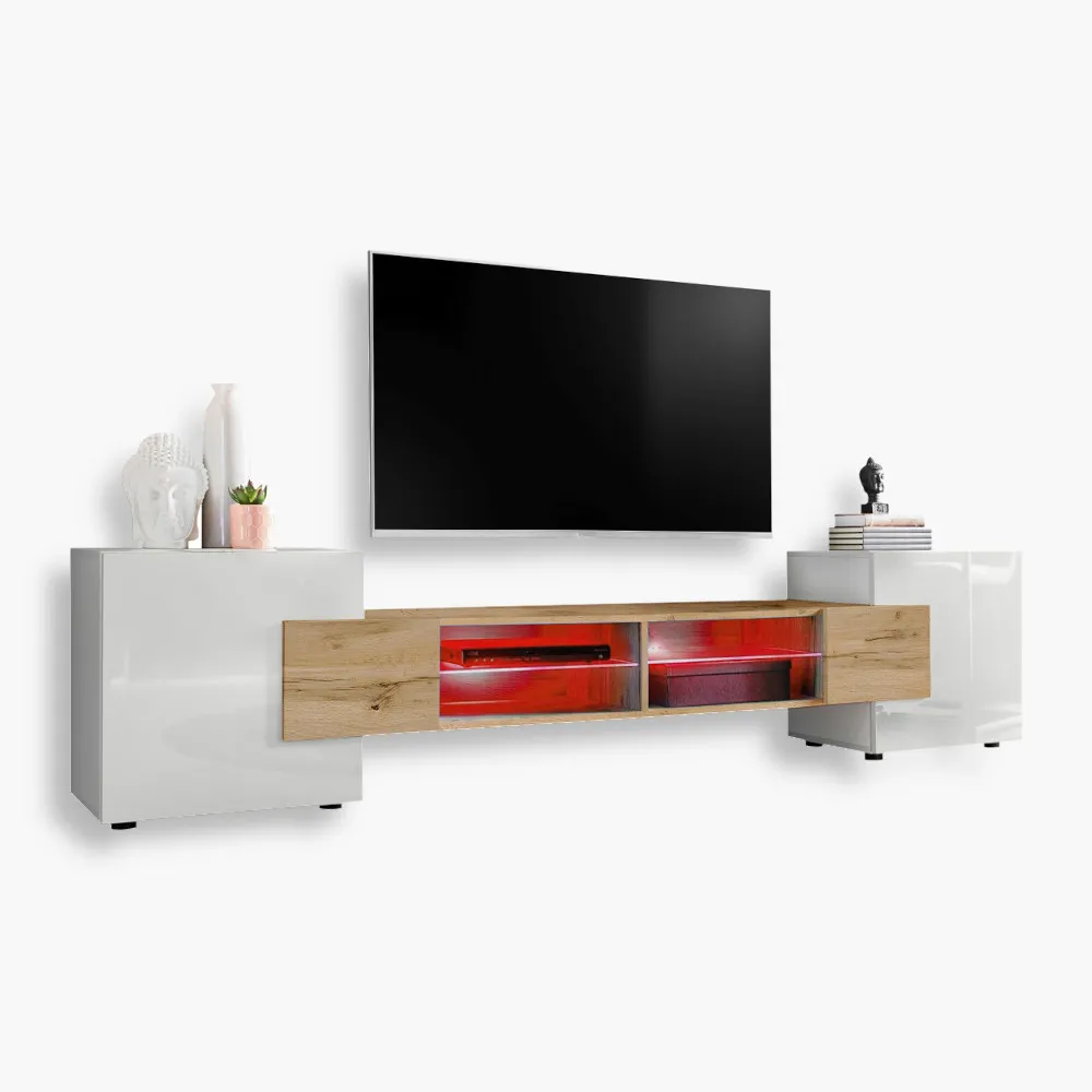 Merano-RGB-White-Wotan-White-1.webp Armoire Merano RTV, blanc/wotan éclairage LED RVB – Image 1