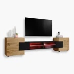 Armoire RTV Merano, Wotan/Noir éclairage LED RVB