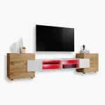 Armoire RTV Merano, Wotan/blanc éclairage LED RVB