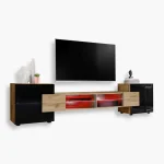 Armoire RTV Merano, Wotan/Noir éclairage LED RVB