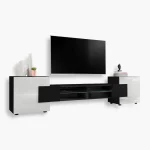 Armoire RTV Merano, Noir/Blanc