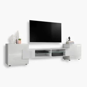 Armoire RTV Merano, blanc/blanc
