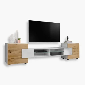 Armoire RTV Merano, Blanc/Wotan