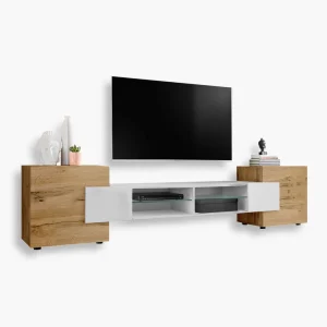 Armoire RTV Merano, Wotan/Blanc