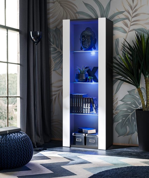 Armoire Tivoli, blanc/noir Eclairage LED bleu – Image 2
