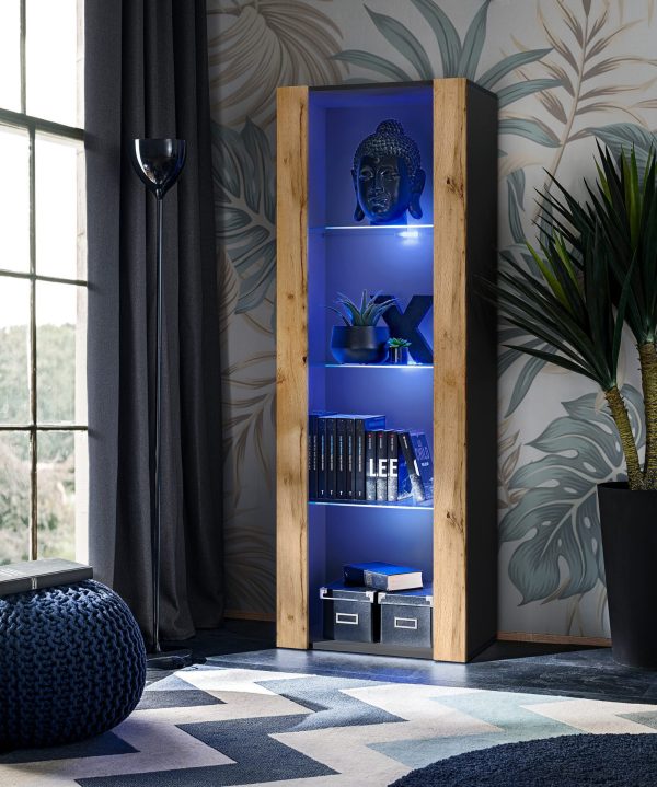 Armoire Tivoli, Wotan/Noir Eclairage LED Bleu – Image 2