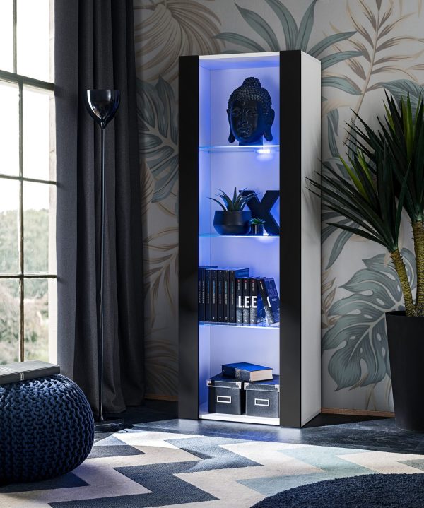 Armoire Tivoli, Noir/Blanc Eclairage LED Bleu – Image 2