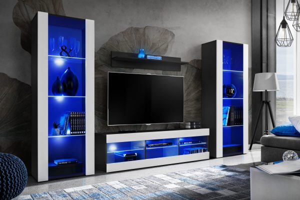 Ensemble de meubles RTV Tivoli Grande, Wotan/noir Éclairage LED bleu – Image 2