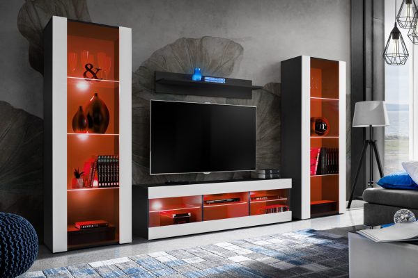 Ensemble de meubles RTV Tivoli Grande, Wotan/noir, Eclairage LED RVB – Image 2