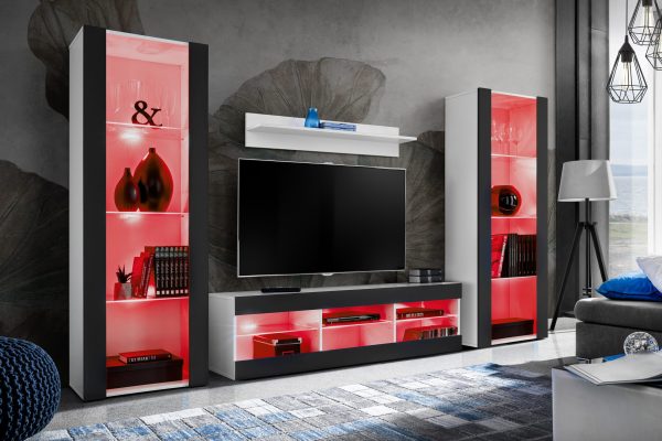 Ensemble de meubles RTV Tivoli Grande, noir/blanc, éclairage LED RVB – Image 2