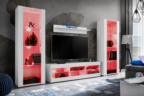 Ensemble de meubles RTV Tivoli Grande, blanc/blanc, éclairage LED RVB – Image 2