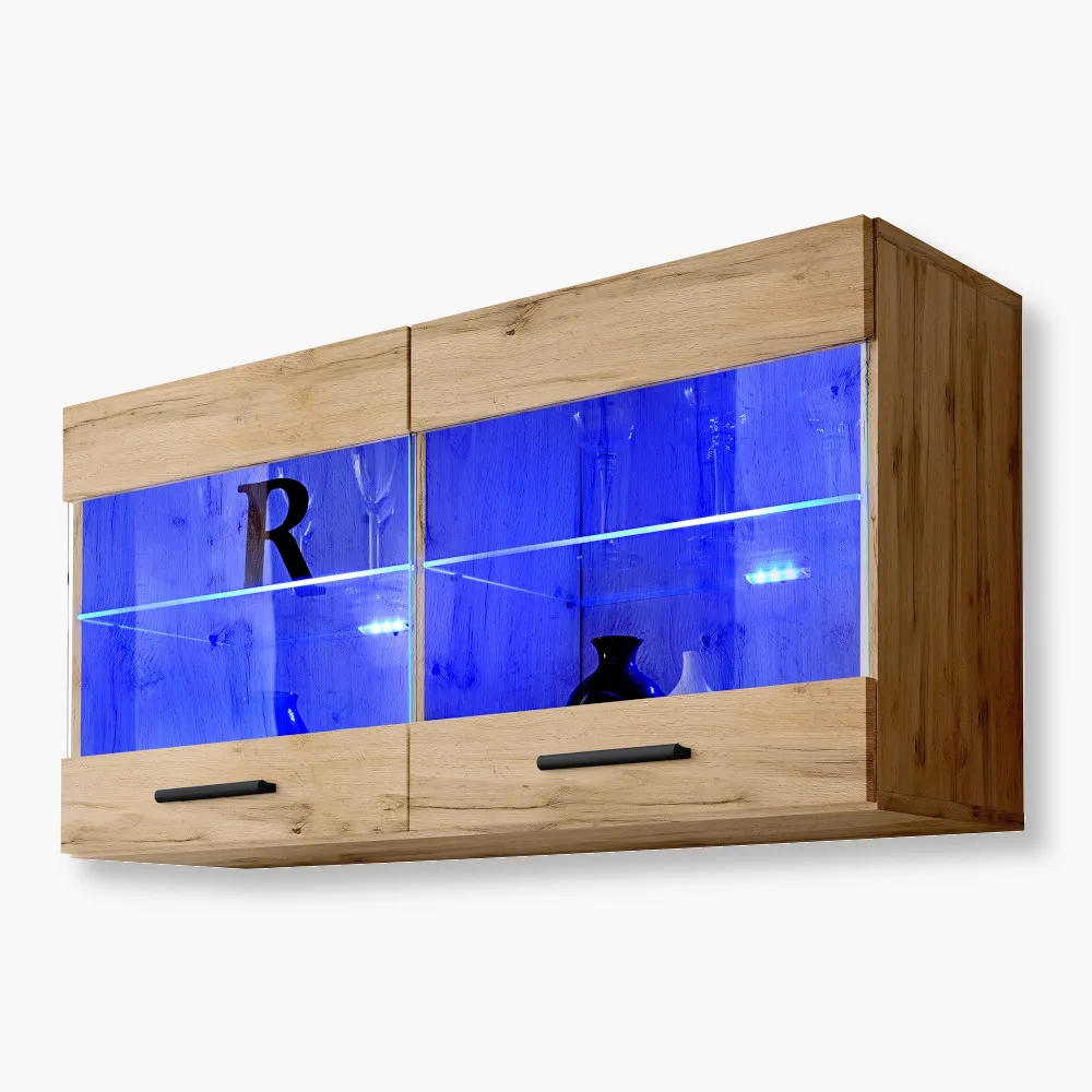 Savona-Blu-Wotan-Wotan-1.webp Étagère suspendue Savona, Wotan/Éclairage LED Wotan bleu – Image 1