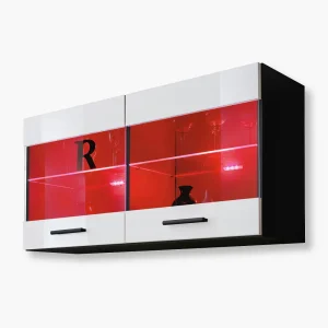 Étagère suspendue Savona, blanc/noir Éclairage LED RVB
