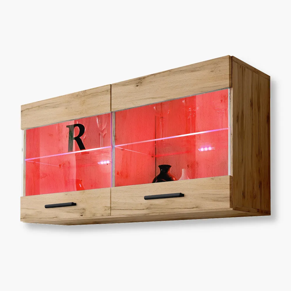 Savona-RGB-Wotan-Wotan-1.webp Armoire Etagère suspendue Savona, Wotan/Wotan LED RVB – Image 1