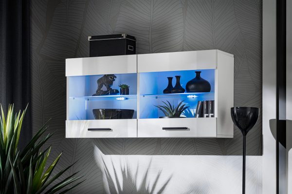 Etagère suspendue Savona, blanc/éclairage LED blanc bleu – Image 2