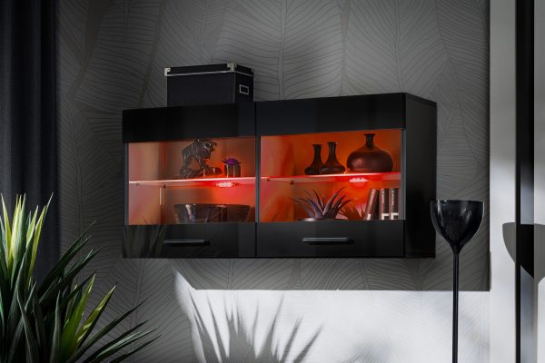 Étagère suspendue Savona, noir/noir Éclairage LED RVB – Image 2