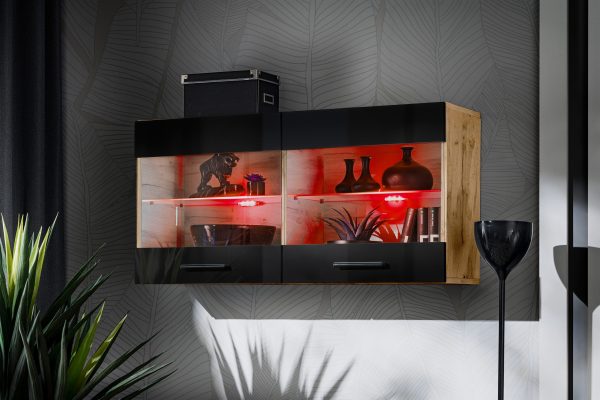 Étagère suspendue Savona, Noir/Wotan Éclairage LED RVB – Image 2