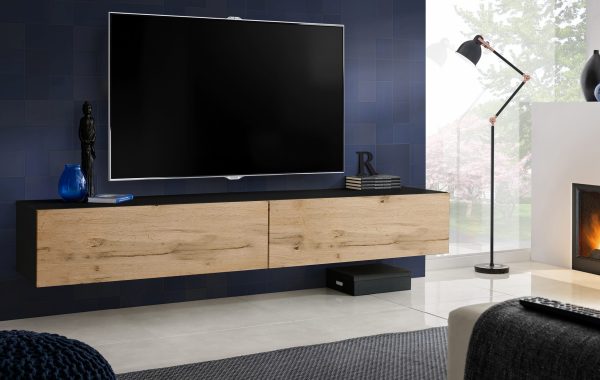 Armoire RTV murale Loreto, Wotan/Noir – Image 2