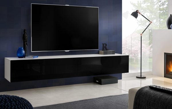 Armoire RTV suspendue Loreto, noir/blanc – Image 2