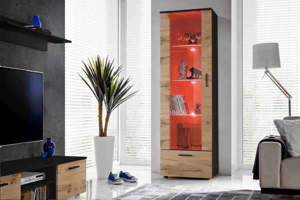 Présentoir sur pied Alessandria, Wotan/Eclairage LED RGB noir – Image 4