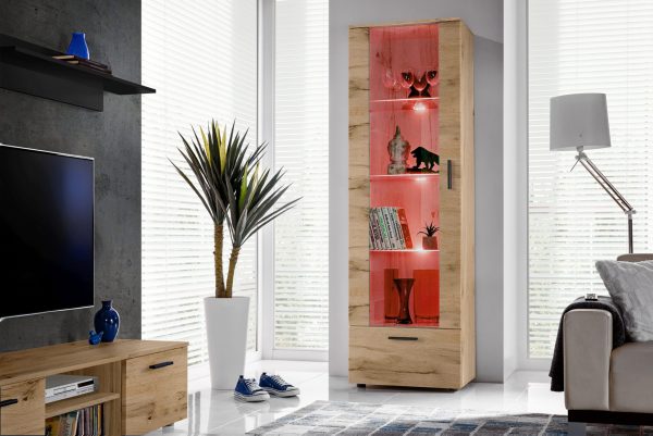 Alessandria Vitrine Armoire, Wotan/Wotan, éclairage LED RVB – Image 4