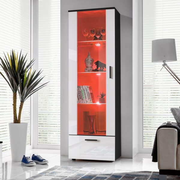 Présentoir sur pied Alessandria, éclairage LED RVB blanc/noir – Image 2