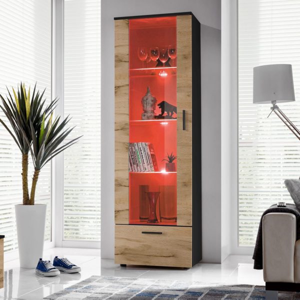 Présentoir sur pied Alessandria, Wotan/Eclairage LED RGB noir – Image 2