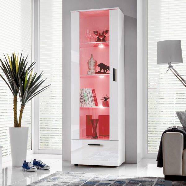 Vitrine Armoire Alessandria, blanc/blanc, LED RVB – Image 2