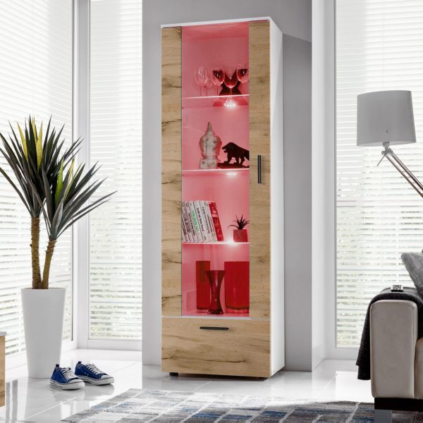 Vitrine Armoire Alessandria, Wotan/blanc, éclairage LED RVB – Image 2