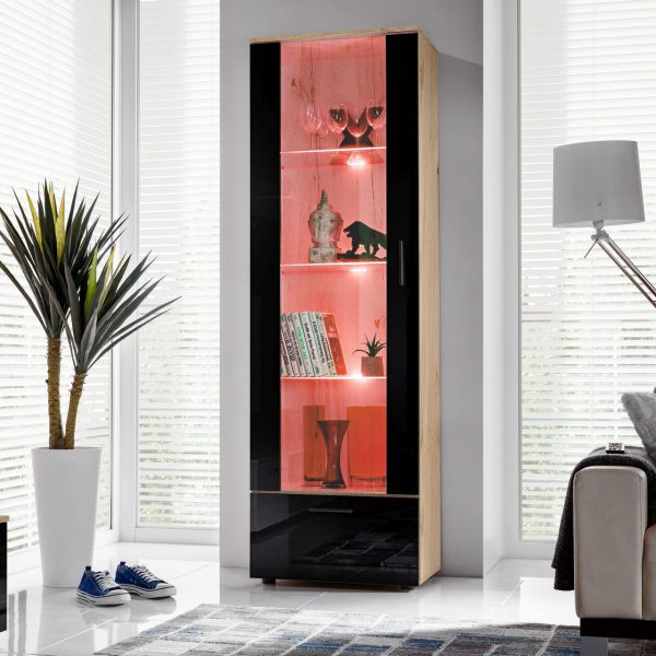Alessandria Vitrine Armoire, noir/wotan, éclairage LED RVB – Image 2