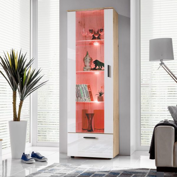 Présentoir sur pied Alessandria, blanc/wotan, éclairage LED RVB – Image 2