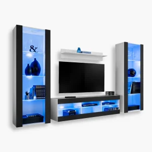 Ensemble de meubles RTV Tivoli Grande, noir/éclairage LED blanc bleu