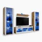 Ensemble de meubles Tivoli Grande RTV, Blanc/Wotan LED bleu