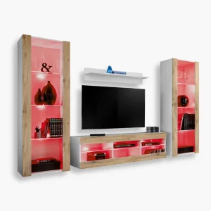 Ensemble de meubles RTV Tivoli Grande, Wotan/blanc, éclairage LED RVB