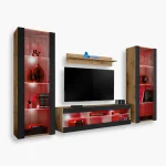 Ensemble de meubles RTV Tivoli Grande, Noir/Wotan Éclairage LED RVB
