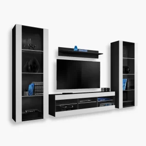 Ensemble de meubles Tivoli Grande RTV, blanc/noir