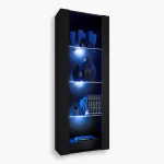 Armoire Tivoli, noir/noir Eclairage LED bleu