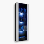 Armoire Tivoli, blanc/noir Eclairage LED bleu