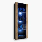 Armoire Tivoli, Wotan/Noir Eclairage LED Bleu