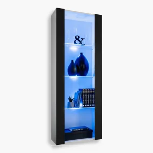 Armoire Tivoli, Noir/Blanc Eclairage LED Bleu