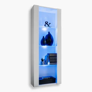 Armoire Tivoli, blanc/éclairage LED blanc Bleu