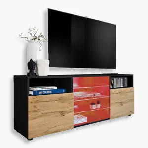 Armoire RTV Urbino, éclairage Wotan/Noir LED RVB