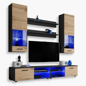 Ensemble de meubles RTV Varallo, Wotan/Noir