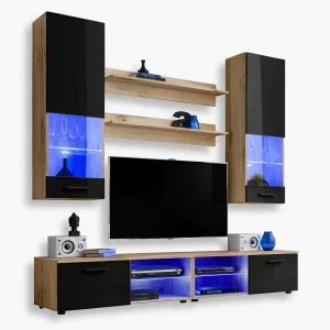 Ensemble de meubles RTV Varallo, Noir/Wotan