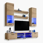 Ensemble de meubles TV Varallo, Wotan/Wotan, LED Blue