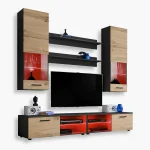 Ensemble de meubles RTV Varallo, Wotan/Noir LED RVB