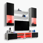 Ensemble de meubles RTV Varallo, Noir/Blanc LED RVB