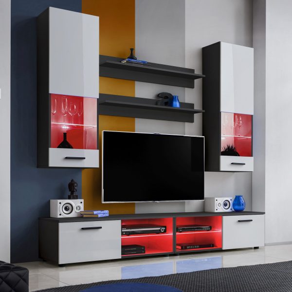Ensemble de meubles RTV Varallo, Blanc/Noir LED RVB – Image 2