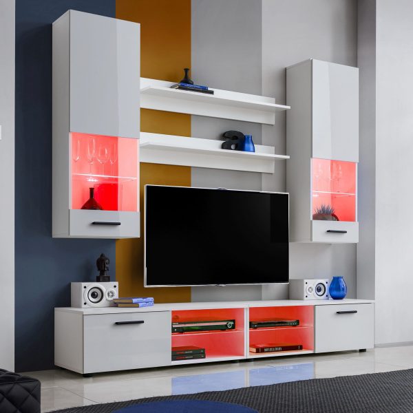 Ensemble de meubles RTV Varallo, Blanc/Blanc LED RVB – Image 2