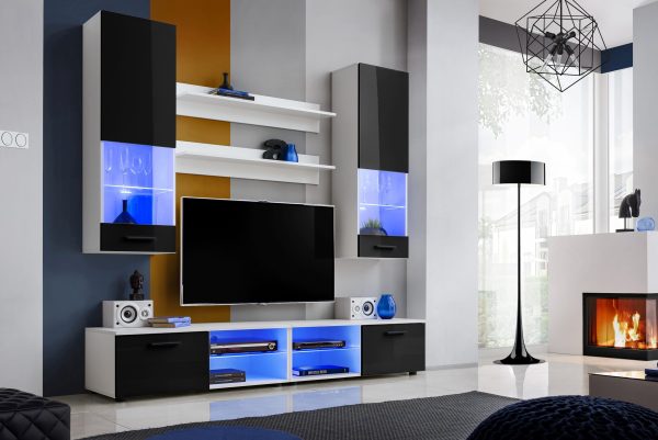 Ensemble de meubles RTV Varallo, noir/blanc – Image 2